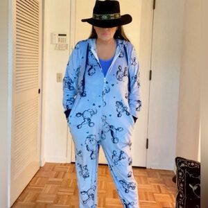 Hale Bob Onesie Zip Up Hoodie Pajamas with Poodle Print Size Large NWT $188.00